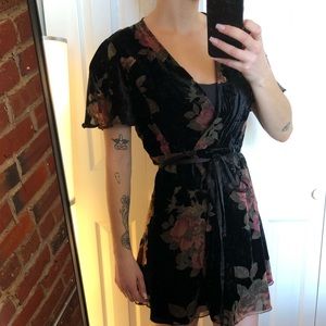 Floral Velvet Wrap Dress by Aqua